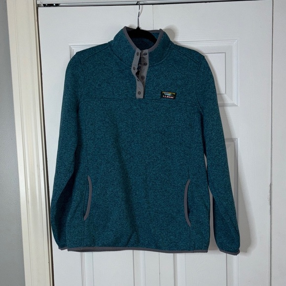L.L. Bean Jackets & Blazers - L.L. Bean Teal Sweater with Gray Trim